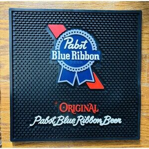 Pabst Blue Ribbon PBR Rubber Bar Spill Mat Wait Station 13.5” x 13.5”